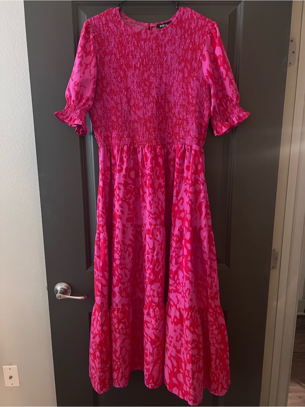 Women’s Hot Pink & Light Pink Smocked Tiered Maxi Dress